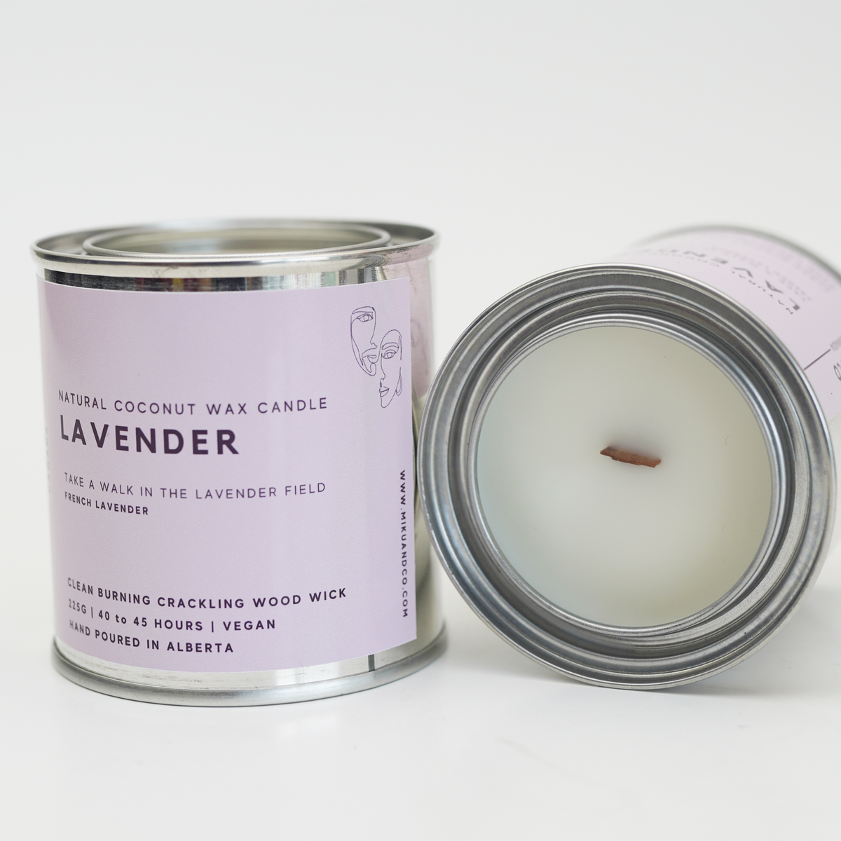 Lavender Coconut Wax Candle with Crackling Wood Wick