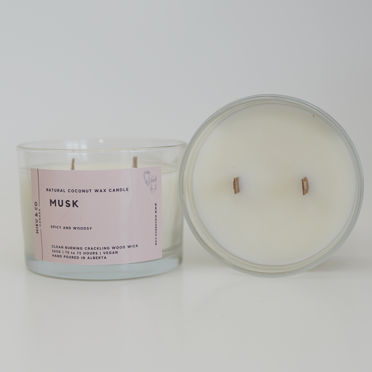 Musk Natural Coconut wax candle | Crackling Wood Wick