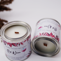 Miku & CO Canada natural coconut wax candles in metal tins labeled Red Wine with wooden wicks
