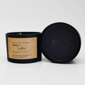 Miku & CO Canada Tobacco leather Coconut Wax Candle black jar with natural scent label and wooden wick